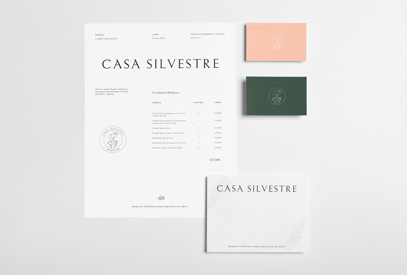 Casa Silvestre浪漫花店品牌logo設計與VI視覺設計，酒店VI設計，品牌視覺設計，企業(yè)VI設計，深圳VI設計，左右格局